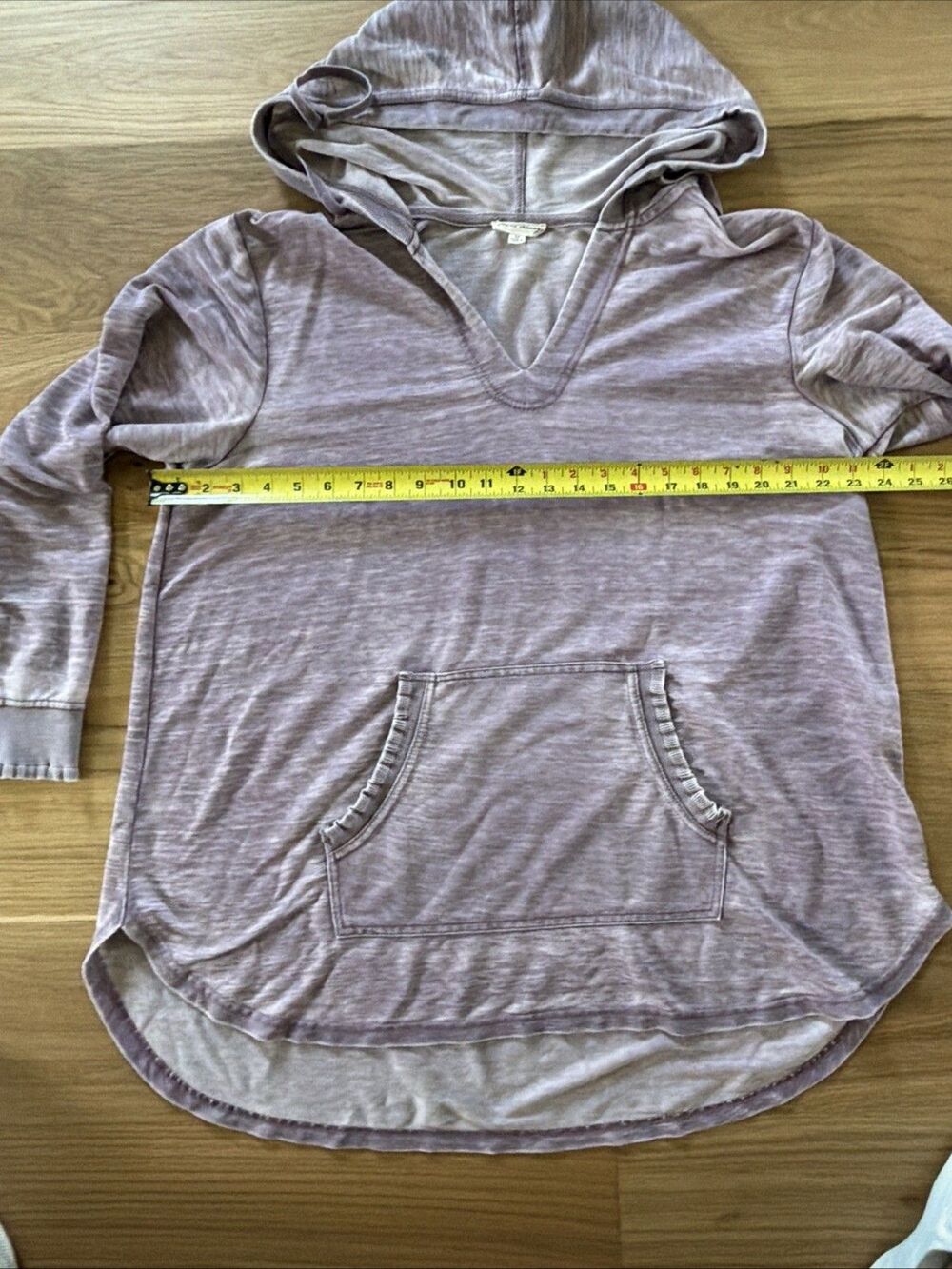 Jane & Delancey Womens Hoodie 1X Heathered Burnout Purple Ruffled Long Sleeve - Picture 10 of 13